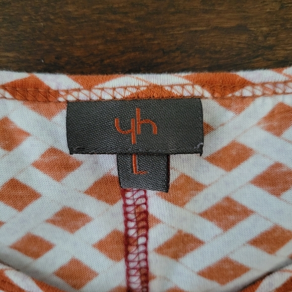 Womens Sleeveless Fit & Flare Basketweave Print Summer Dress Size L Orange White - Picture 4 of 8